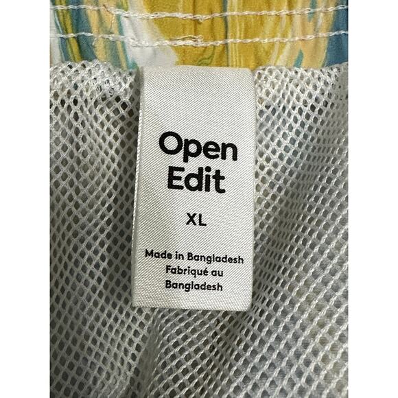 Open Edit Men's Yellow/Blue Swirl Recycled Volley Swim Trunks XL NWT - Picture 9 of 9